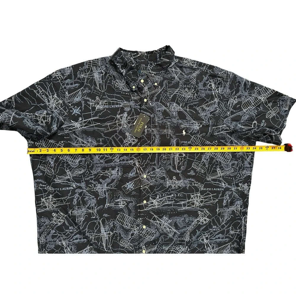 Polo Ralph Lauren 4XB Big & Tall Airplane Print Short‎ Sleeve Button Down Shirt